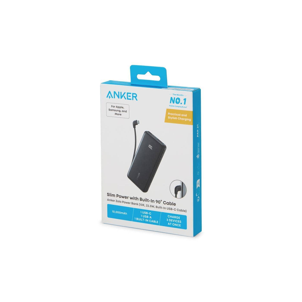Anker Electronics One Size / Black Anker - Power Bank (10K, 22.5W, Built-In USB-C Cable)