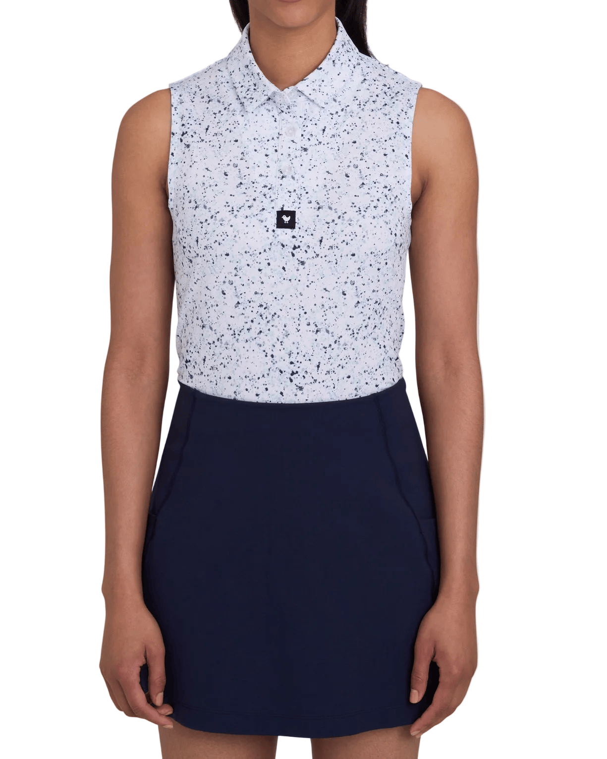 Bad Birdie Polos XS / Navy Bad Birdie - Women's Paint Splatter 3 Sleeveless Polo