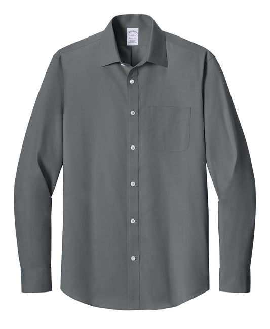 Brooks Brothers Woven Shirts XS / Deep Black Brooks Brothers - Men's Wrinkle-Free Stretch Pinpoint Spread Collar Shirt