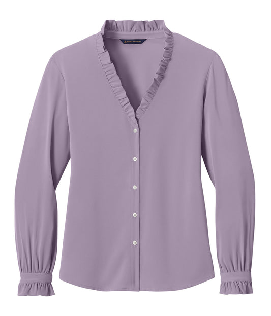 Brooks Brothers Woven Shirts XS / Purple Ash Brooks Brothers - Women's Long Sleeve Ruffle Collar Blouse