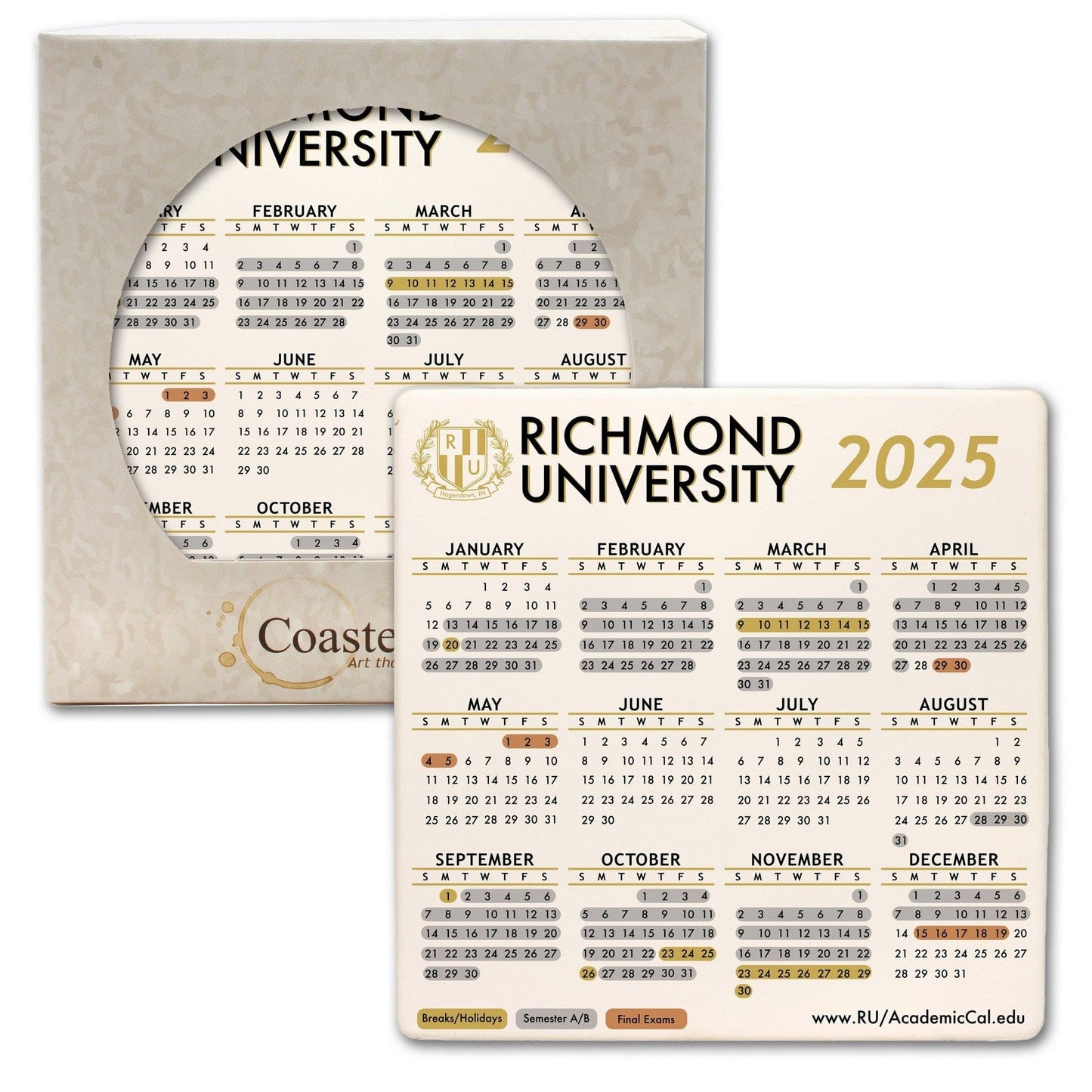 CoasterStone Accessories One Size / White/Beige Stone CoasterStone - Absorbent Single Stone Calendar Coaster