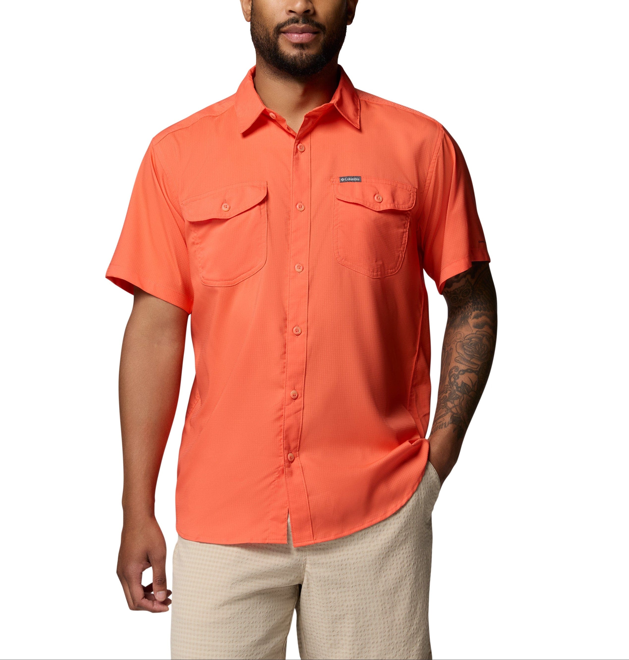 men's orange short sleeve dress shirt Biagio 100% Cotton Men's Short Sleeve Solid BURNT ORANGE Dress Shirt size 2XL