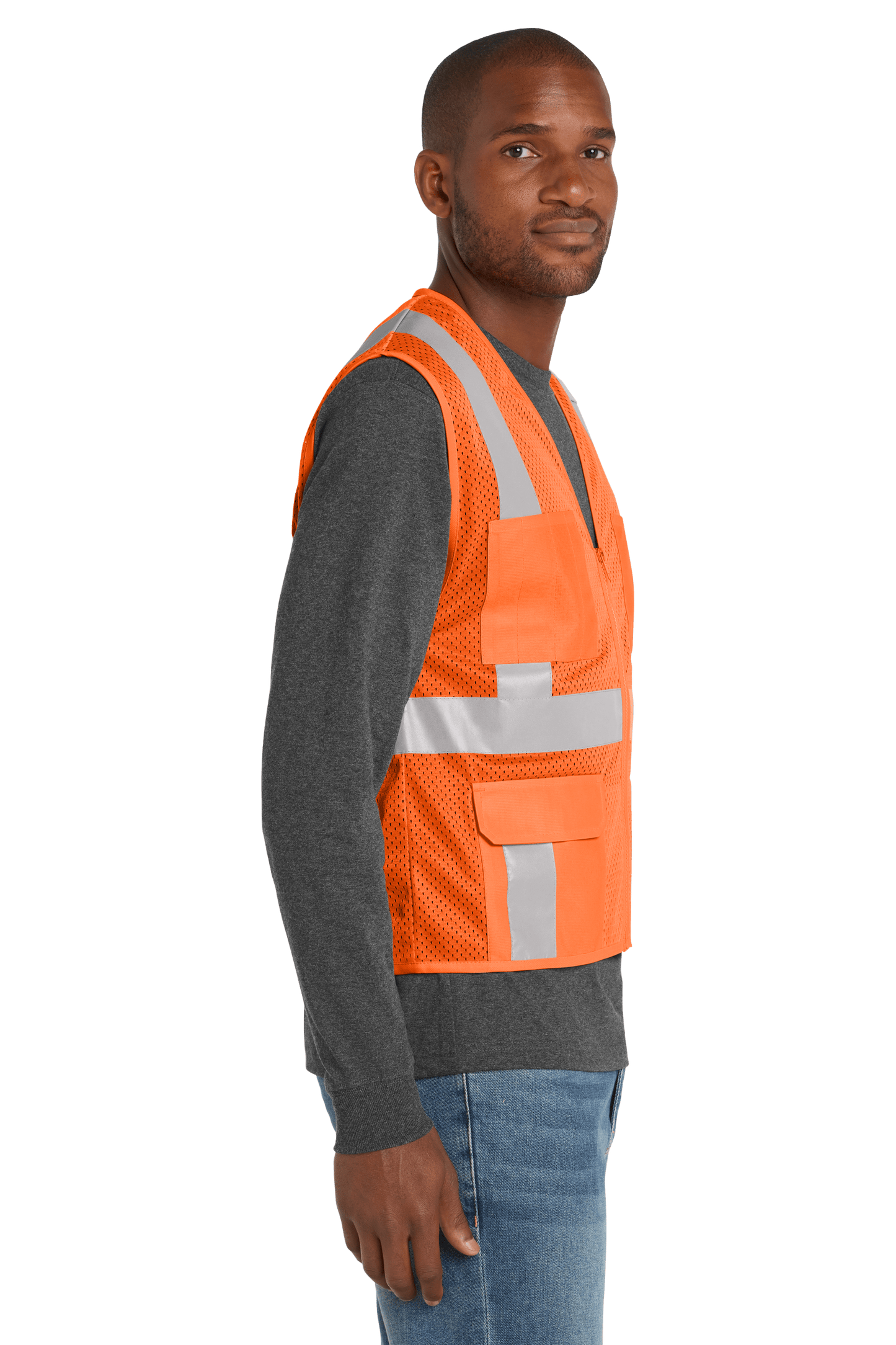 CornerStone Workwear Only CornerStone - Men's ANSI 107 Class 2 Mesh Six-Pocket Zippered Vest