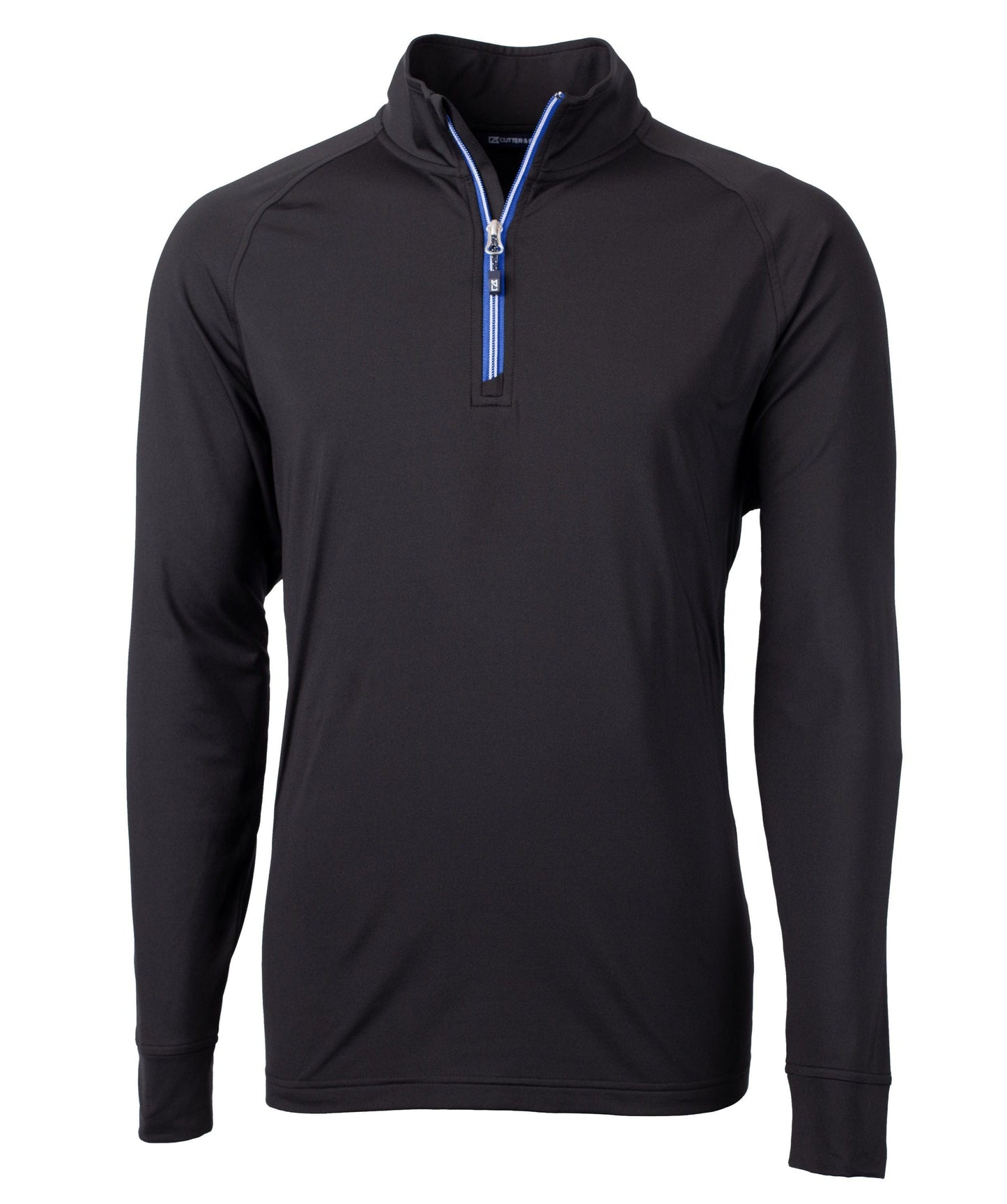 Cutter & Buck Layering S / Black/Tour Blue Cutter & Buck - Men's Adapt Eco Knit Quarter Zip Pullover w/ Contrast Zipper