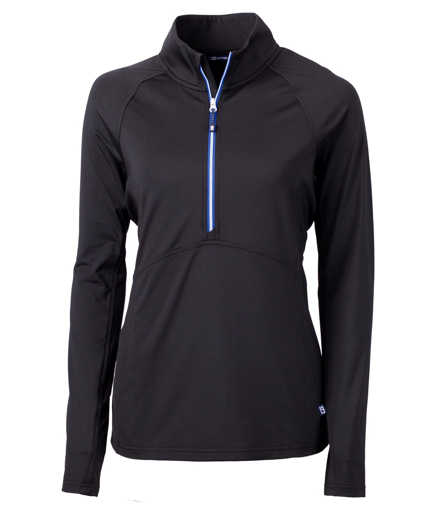 Cutter & Buck Layering XS / Black/Tour Blue Cutter & Buck - Women's Adapt Eco Knit Half Zip Pullover w/ Contrast Zipper
