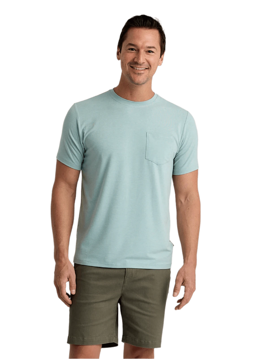 Free Fly T-shirts S / Heather Ocean Mist Free Fly - Men's Bamboo Flex Pocket Tee
