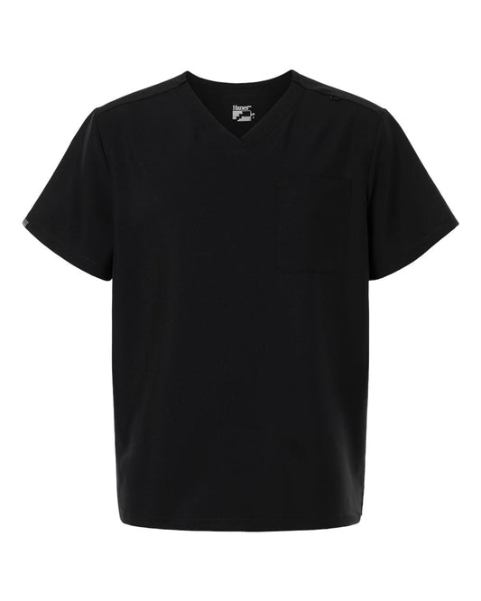 Hanes Scrubs S / Black Hanes - Men's V-Neck 1 Pocket Scrub Top