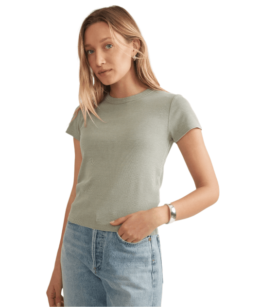 Marine Layer T-Shirts XS / Faded Olive Marine Layer - Women's Lexi Rib Sun-In Crew Tee