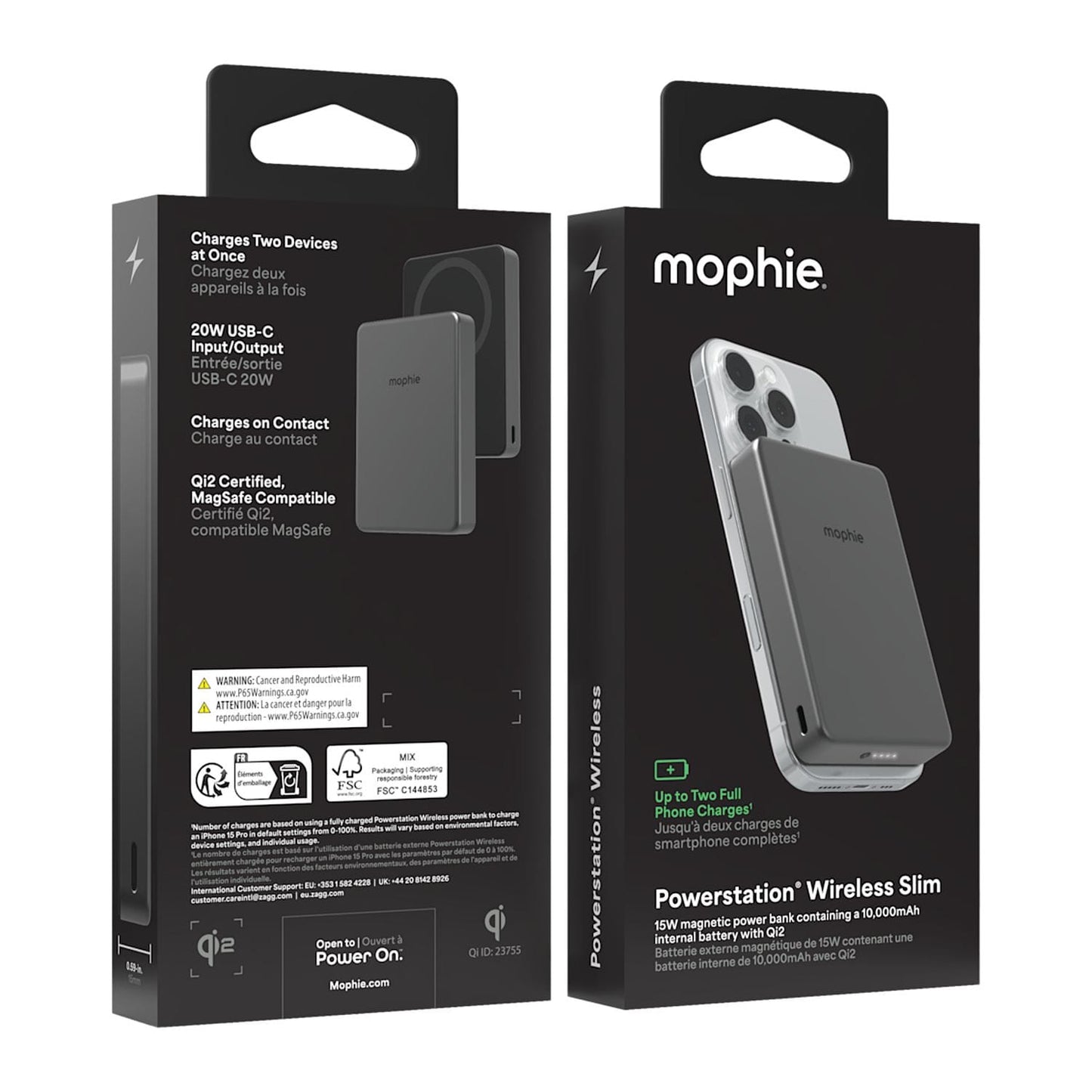 mophie Electronics One Size / Grey mophie - Slim 10,000 mAh Qi2 Wireless Power Bank