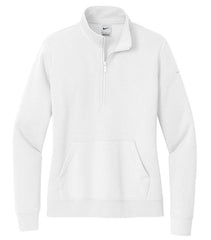 Nike Sweatshirts S / White Nike - Women's Club Fleece Sleeve Swoosh 1/2-Zip