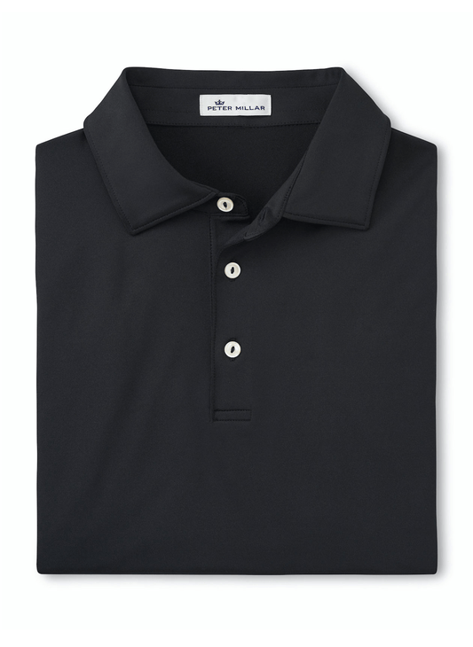 Peter Millar Polos S / Black Peter Millar - Men's Solid Performance Polo w/ Self Collar - Black