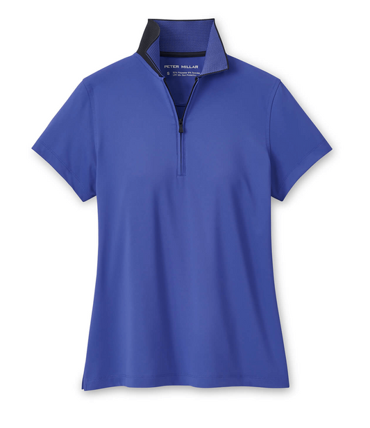 Peter Millar Polos XS / Pacific Blue/Black Peter Millar - Women's Keswick Zip Neck Polo - Pacific Blue/Black