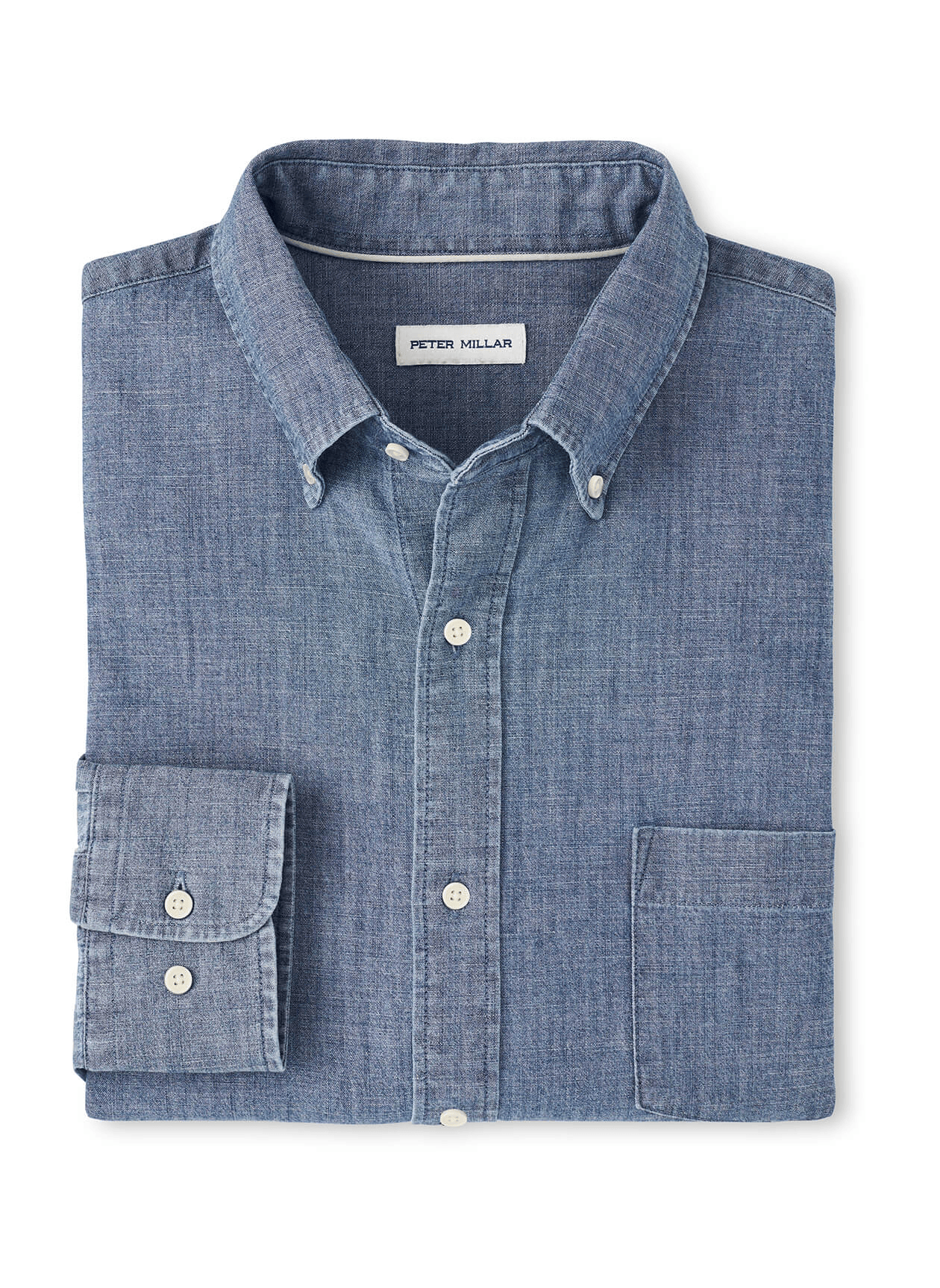 Peter Millar Woven Shirts S / Indigo Peter Millar - Men's Tamworth Chambray Cotton-Stretch Shirt
