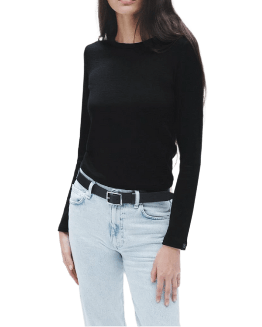 rag & bone T-shirts XXS / Black rag & bone - Women's The Knit Long Sleeve Tee