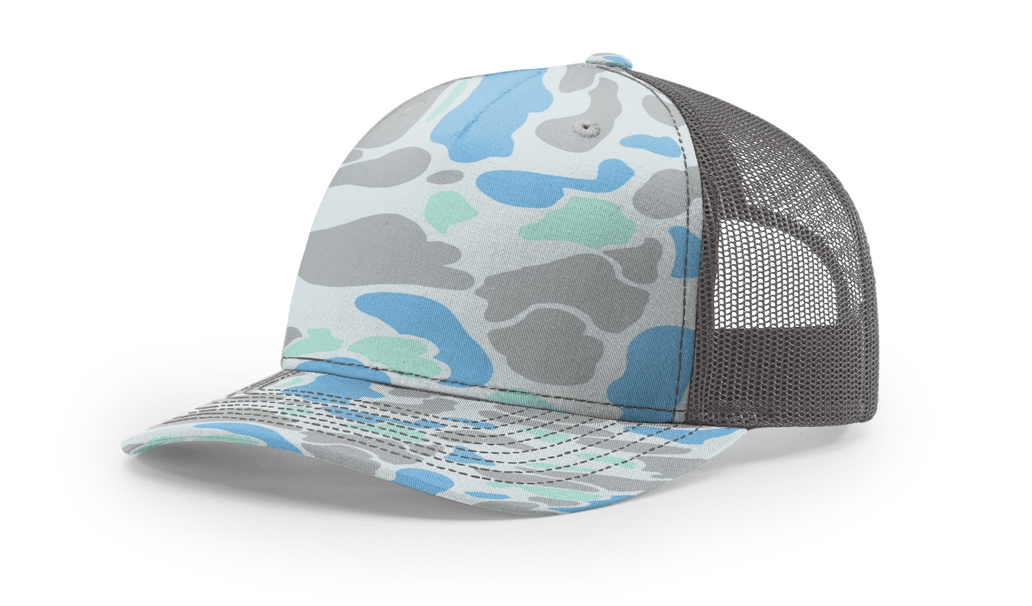 Richardson Headwear Adjustable / Saltwater Duck Camo/Charcoal Richardson - Five-Panel Printed Trucker Cap