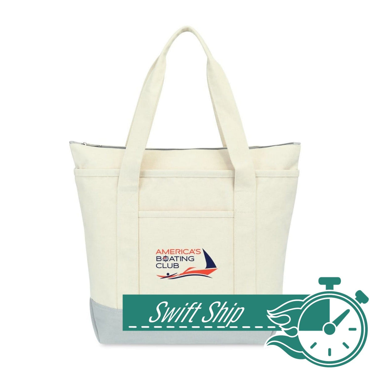 Threadfellows Bags One Size / Grey 3-Day Swift Ship: Newport Cotton Zippered Tote