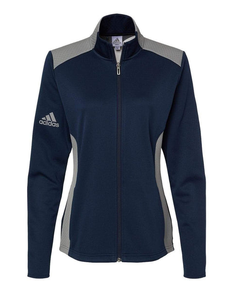 adidas Women s Textured Mixed Media Full Zip Jacket Threadfellows