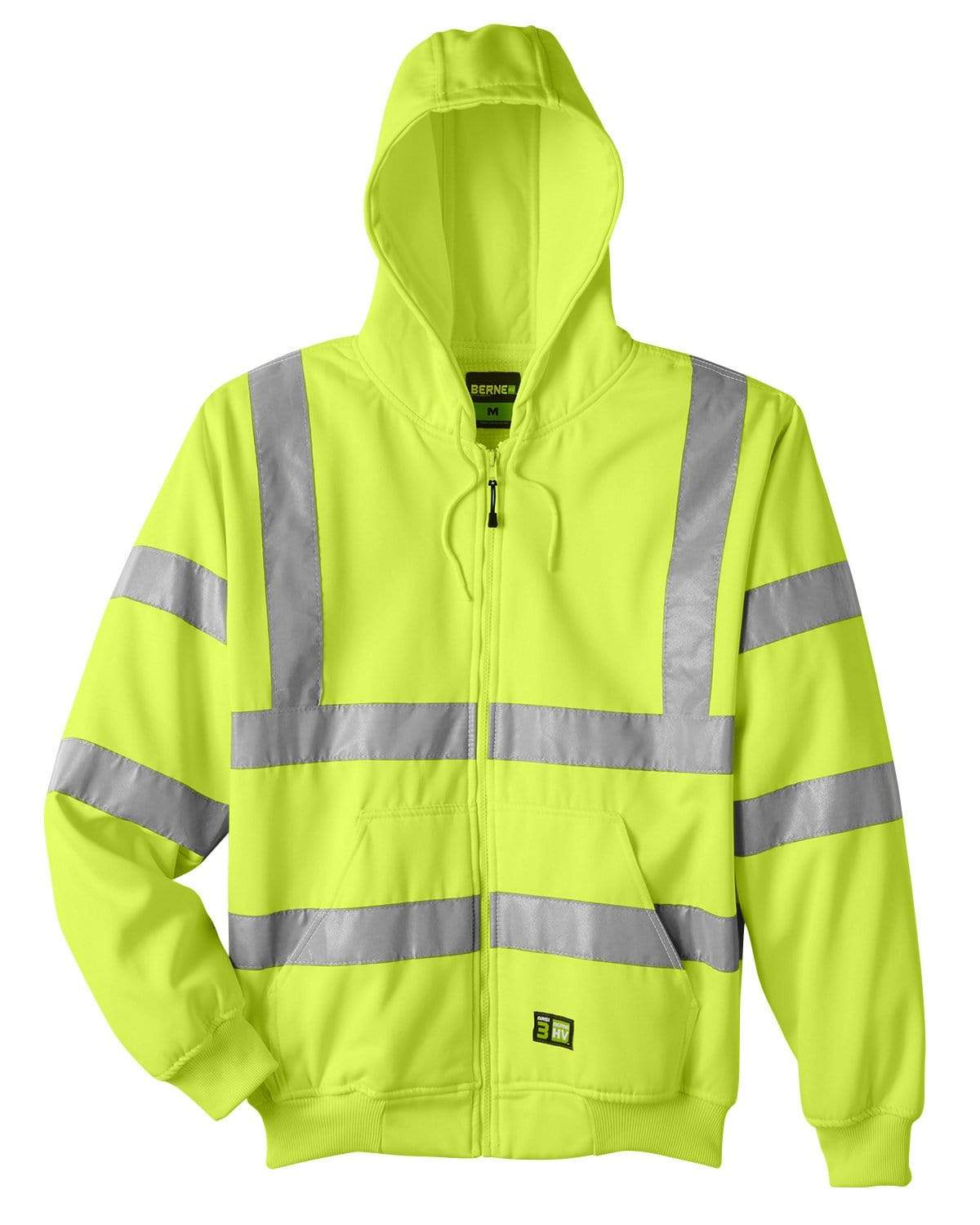 Berne Men's Hi-Visibility Hooded Sweatshirt - ANSI Class 3 Thermal Lined Work Jacket
