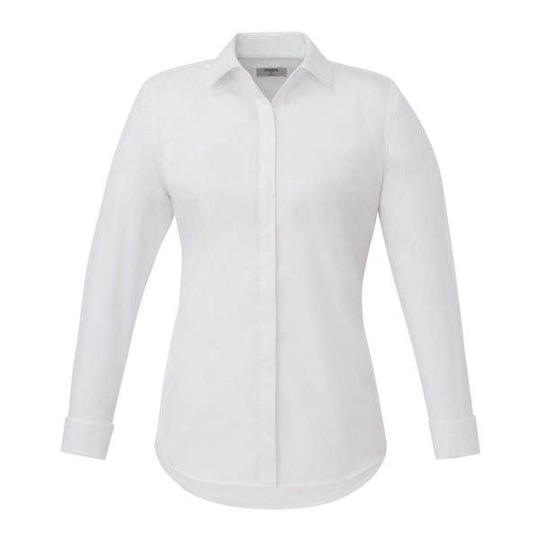 Women's Long Sleeve Mandarin Collar Shirt, White, S