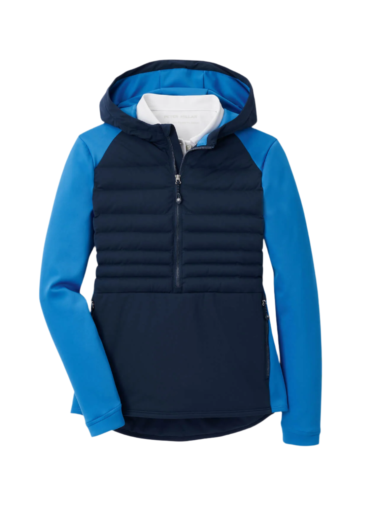 Peter Millar - Women's Hooded Merge Half-Zip - Navy/Abaco Blue