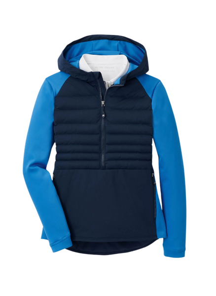 Peter Millar - Women's Hooded Merge Half-Zip - Navy/Abaco Blue