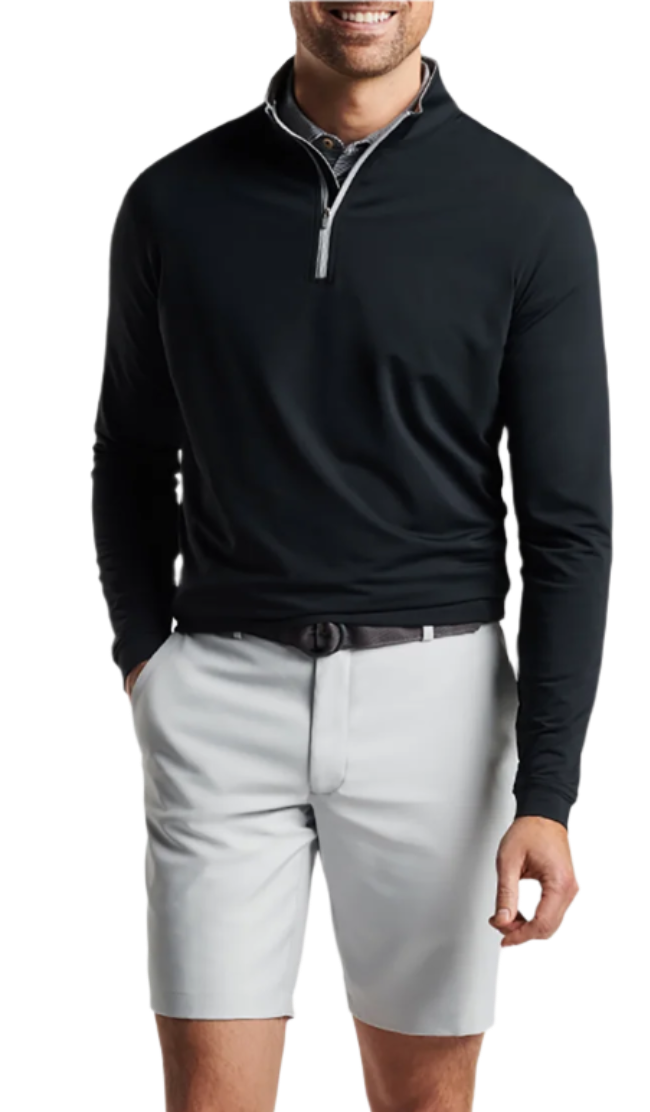 3-Day Swift Ship: Peter Millar - Men's Perth Stretch Loop Terry Quarter-Zip - Black