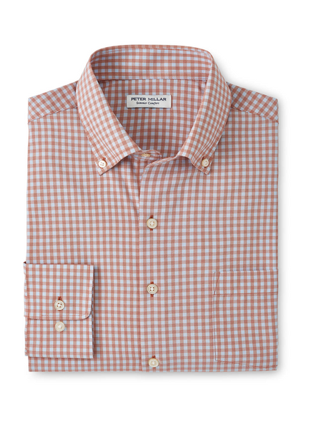 Peter Millar - Men's Murray Performance Popline Sport Shirt - Burnt Orange