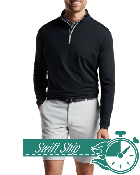 3-Day Swift Ship: Peter Millar - Men's Perth Stretch Loop Terry Quarter-Zip - Black