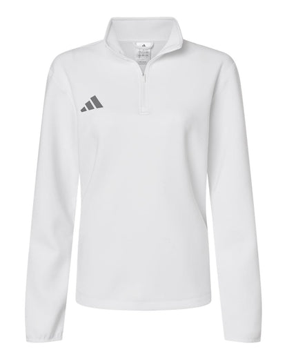 adidas Layering XS / White/Team Grey Four adidas - Women's 3-Stripes Quarter-Zip Pullover