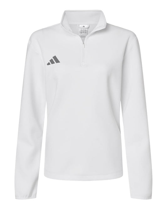 adidas Layering XS / White/Team Grey Four adidas - Women's 3-Stripes Quarter-Zip Pullover