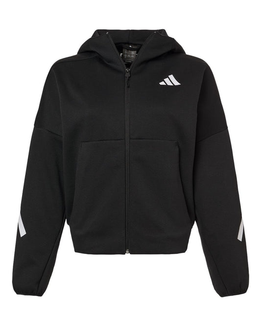 adidas Sweatshirts XS / Black/White adidas - Women's Z.N.E Full-Zip Hooded Sweatshirt