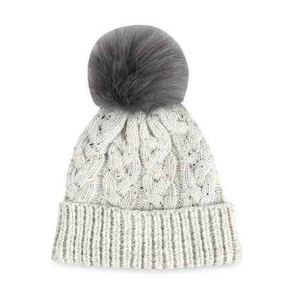 Ahead Headwear Adjustable / Oatmeal Ahead - Speckle Pom Knit Hat