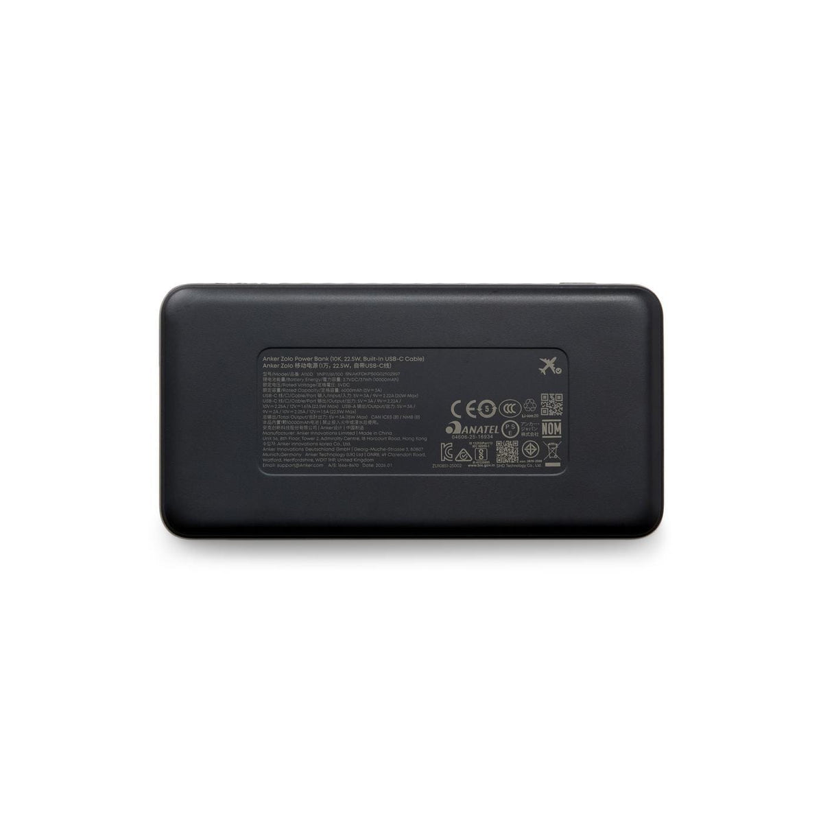 Anker Electronics One Size / Black Anker - Power Bank (10K, 22.5W, Built-In USB-C Cable)