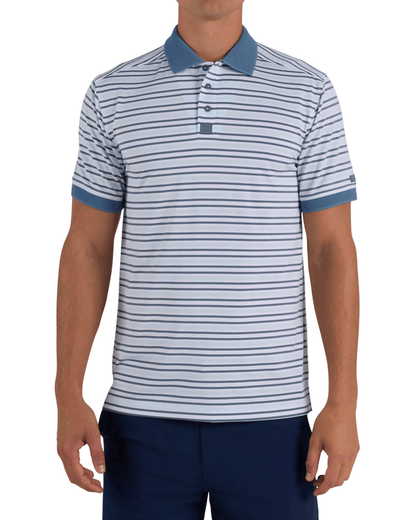 Bad Birdie Polos S / Baby Blue/Blue Mirage Bad Birdie - Men's Ridge Performance Stripe Polo