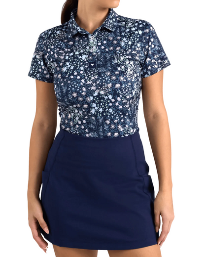 Bad Birdie Polos XS / Dark Navy Bad Birdie - Women's Super Duper Bloom Polo