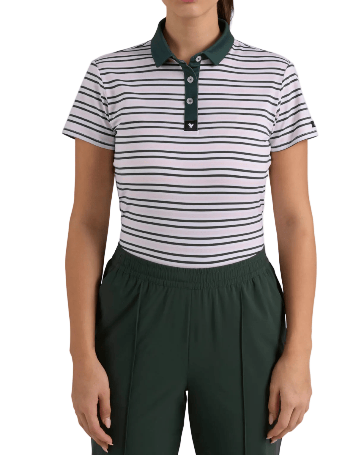 Bad Birdie Polos XS / Frosty Petal/Deep Forest Bad Birdie - Women's Stripe Right Polo