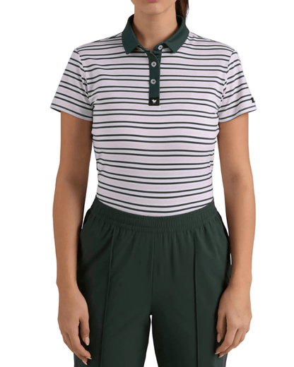 Bad Birdie Polos XS / Frosty Petal/Deep Forest Bad Birdie - Women's Stripe Right Polo
