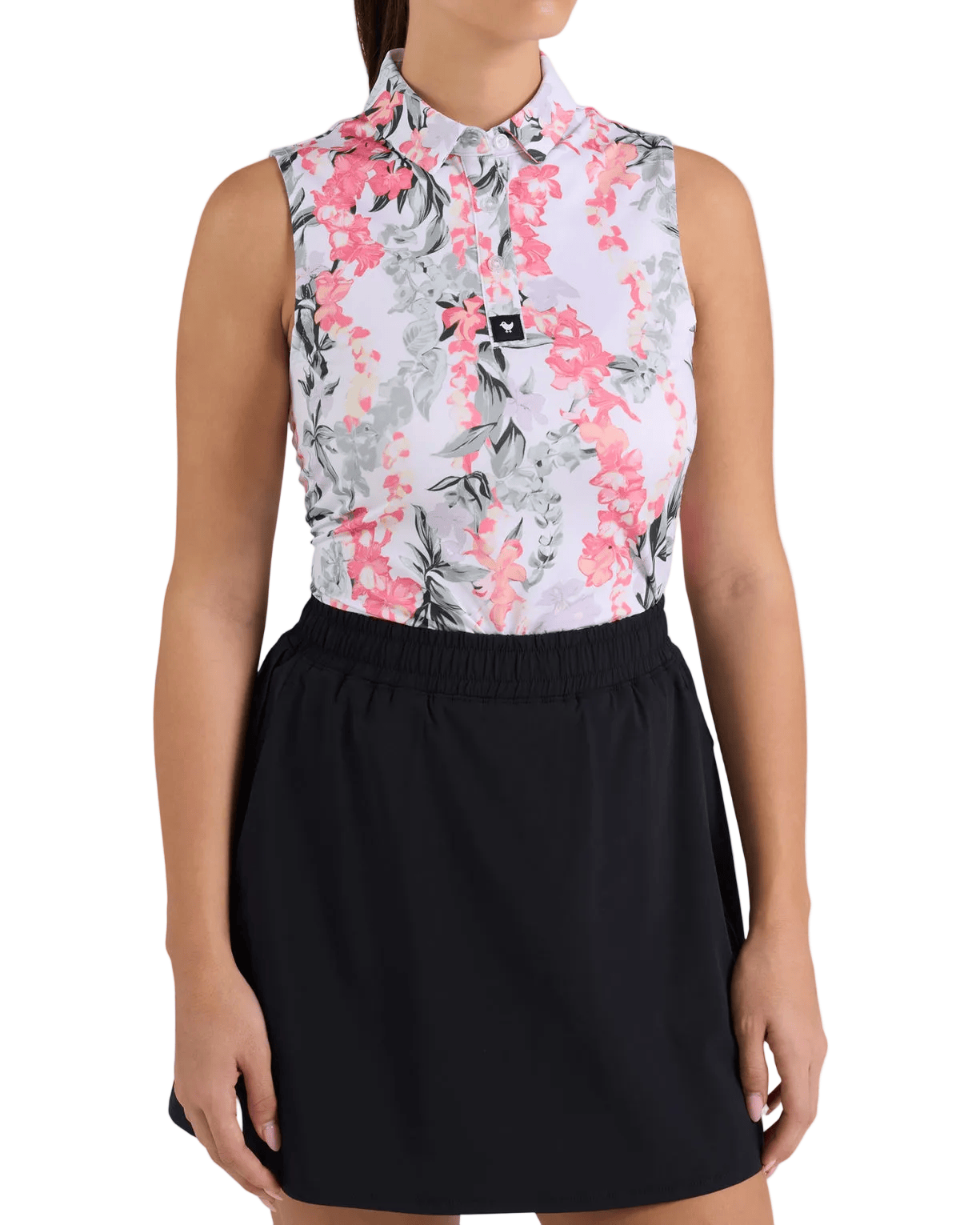 Bad Birdie Polos XS / Lei'd Brilliant White Bad Birdie - Women's Lei'd Brilliant White Sleeveless Polo