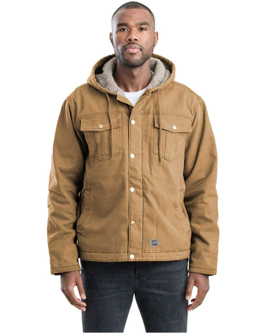 Berne Outerwear S / Brown Duck Berne - Men's Vintage Washed Sherpa-Lined Hooded Jacket