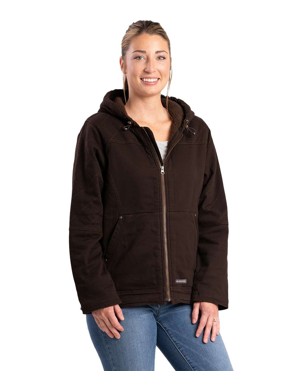 Berne Outerwear S / Dark Brown Berne - Women's Sherpa-Lined Twill Hooded Jacket
