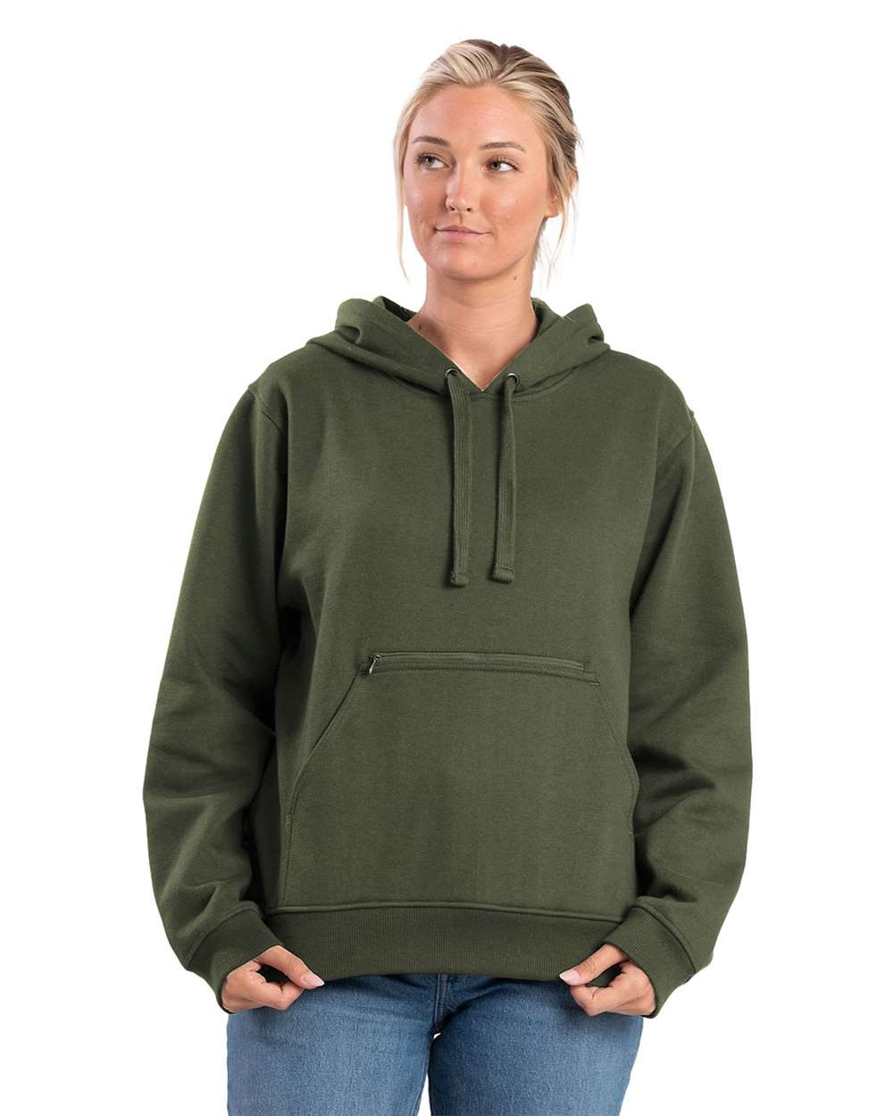 Berne Sweatshirts S / Dark Olive Green Berne - Women's Heritage Zip Pocket Hooded Sweatshirt