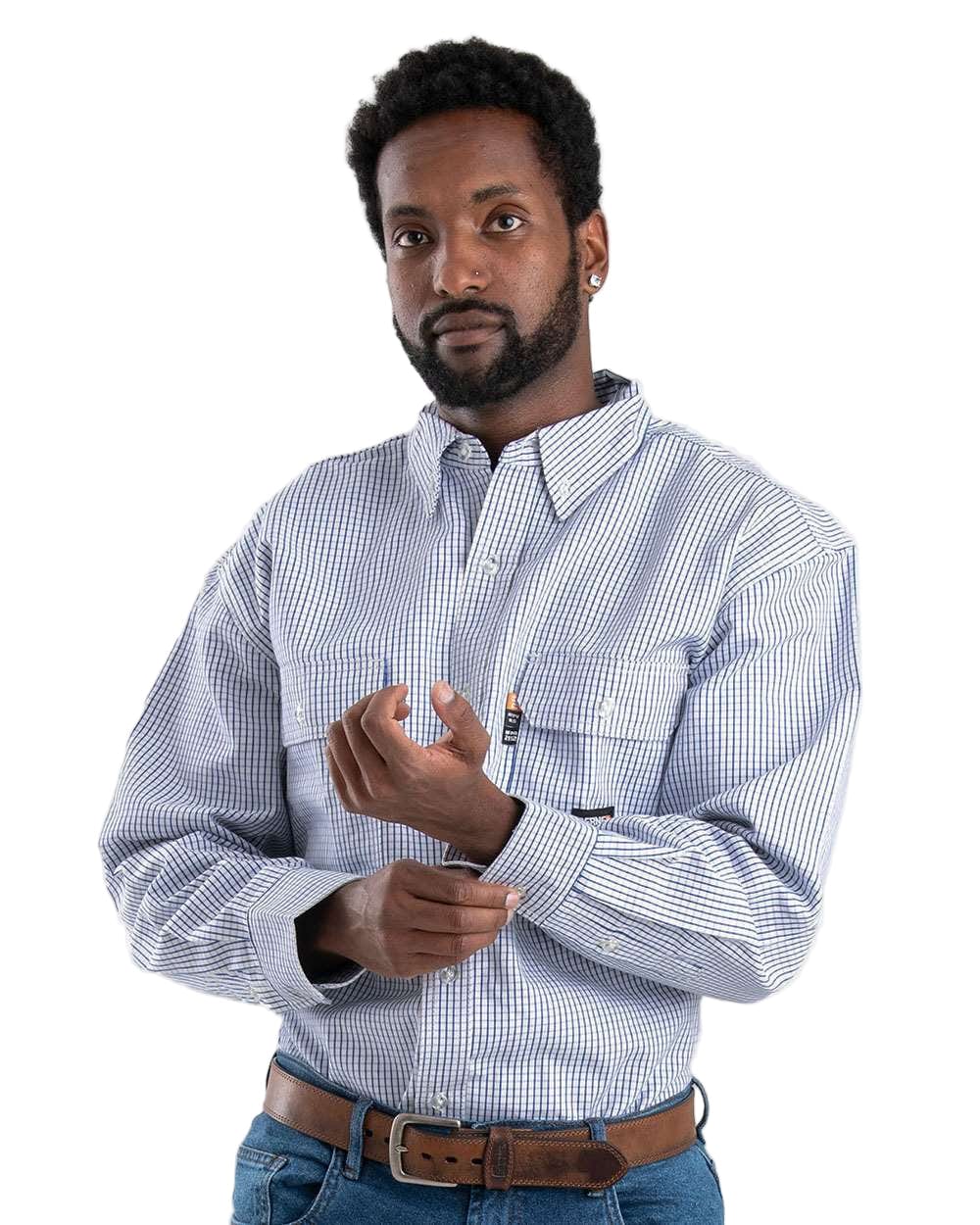 Berne Woven Shirts S / Navy Berne - Men's Flame-Resistant Plaid Work Shirt