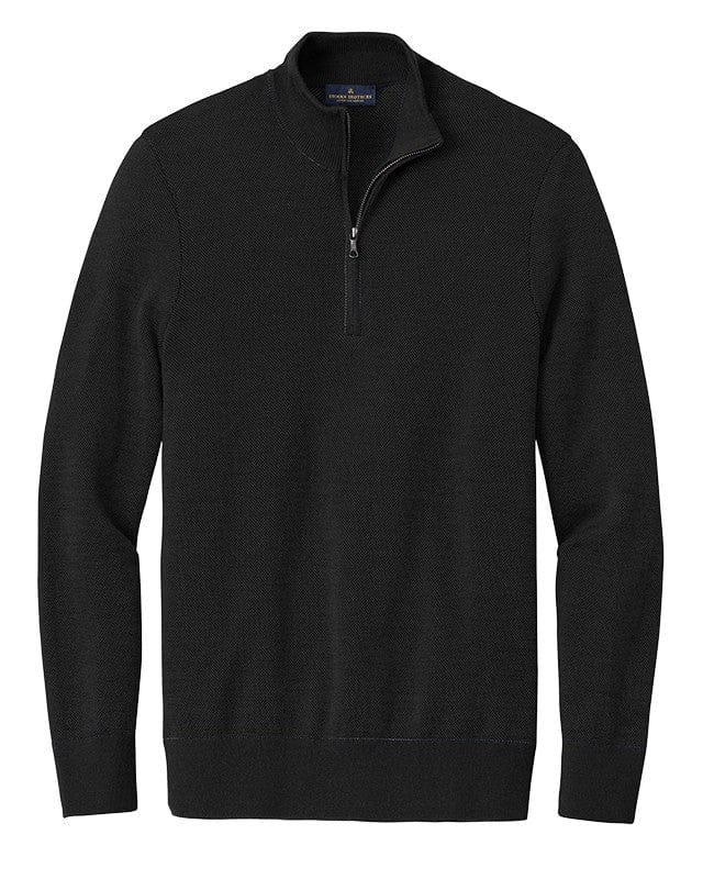 Brooks Brothers Sweaters XS / Deep Black Brooks Brothers - Men's Washable Merino Birdseye 1/4-Zip Sweater