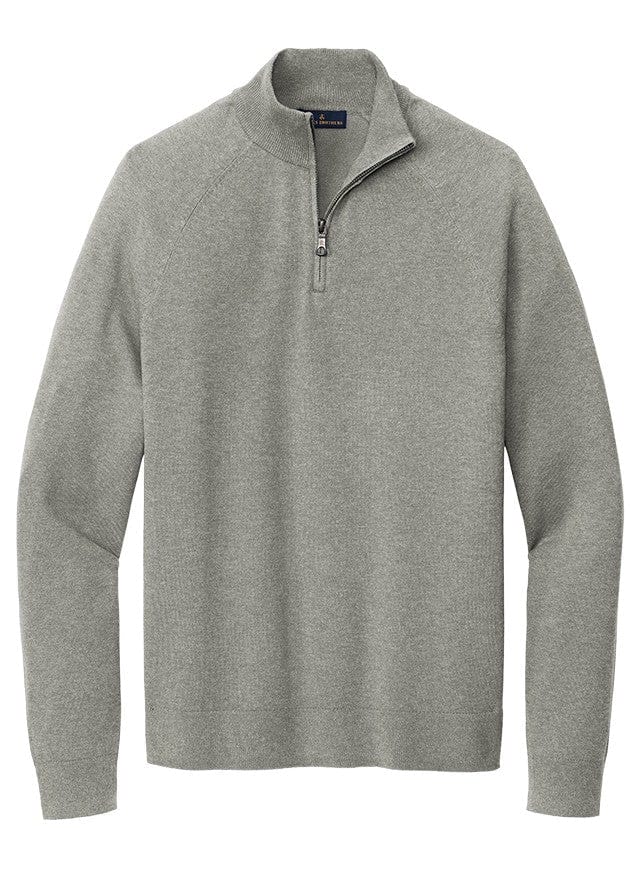 Brooks Brothers Felpa Uomo Con Mezza Zip - French Terry In Cotone - Grigio