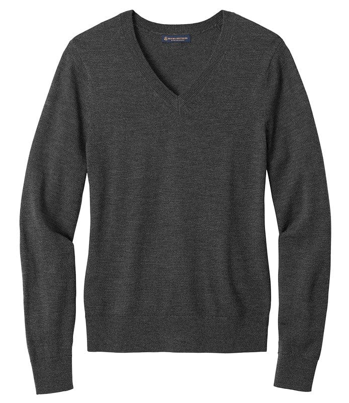 Grey Merino newest Wool BROOKS BROTHERS V-neck Pullover Sweater- Medium