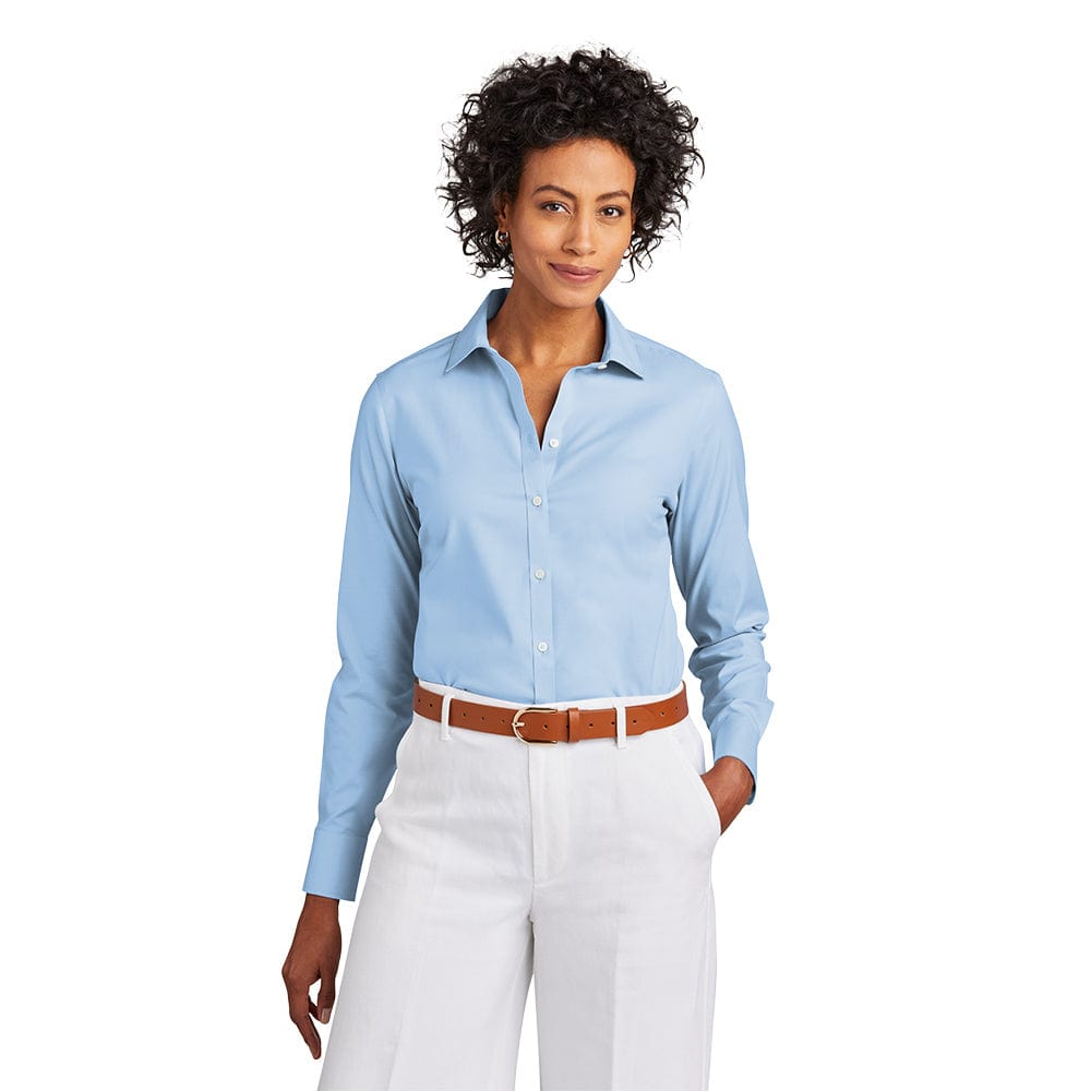 Brooks Brothers Women's Wrinkle-Free Stretch Pinpoint Shirt (White) L