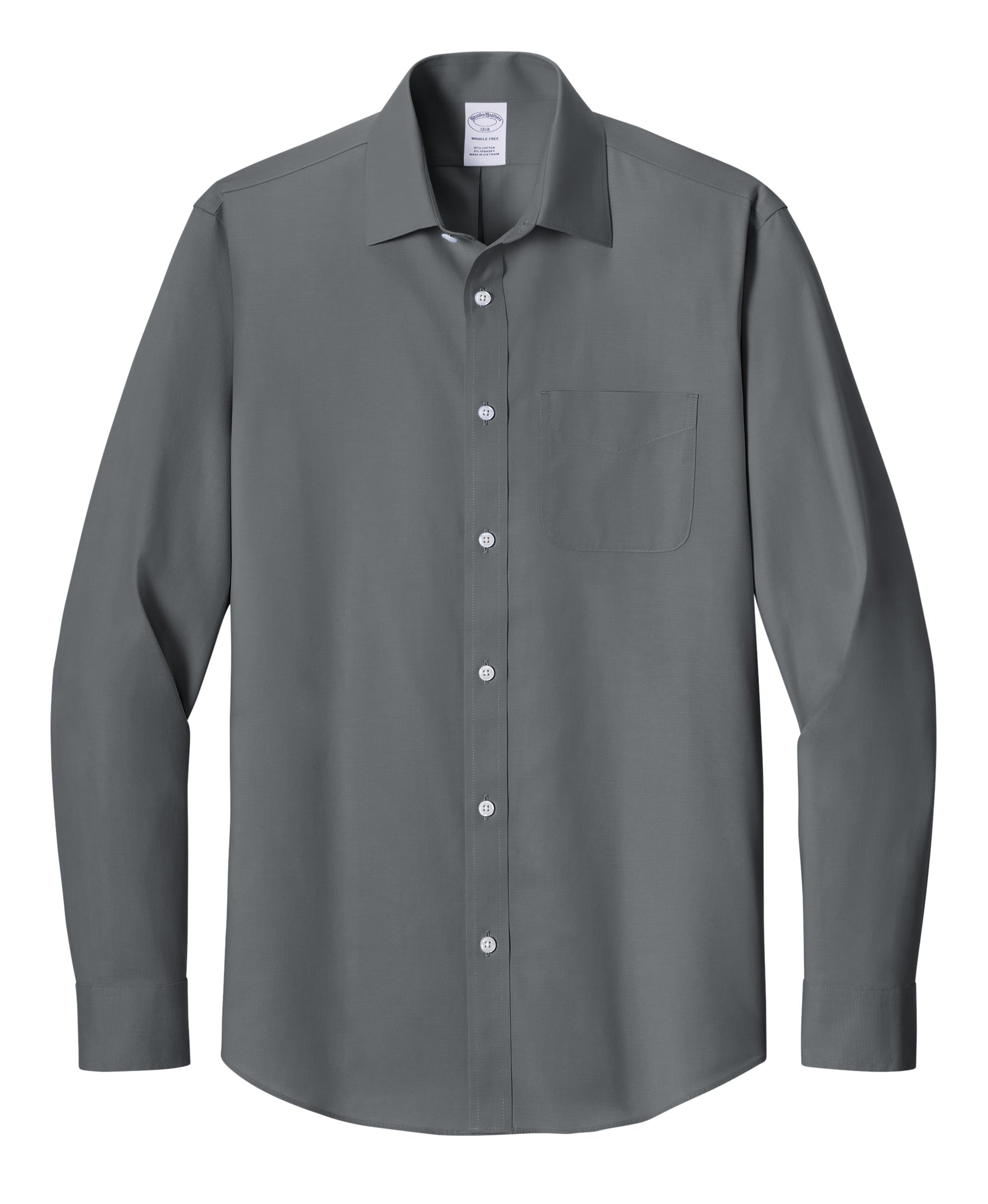 Brooks Brothers Wrinkle-Free Stretch Pinpoint Spread Collar Shirt BB18012 deepblack / L