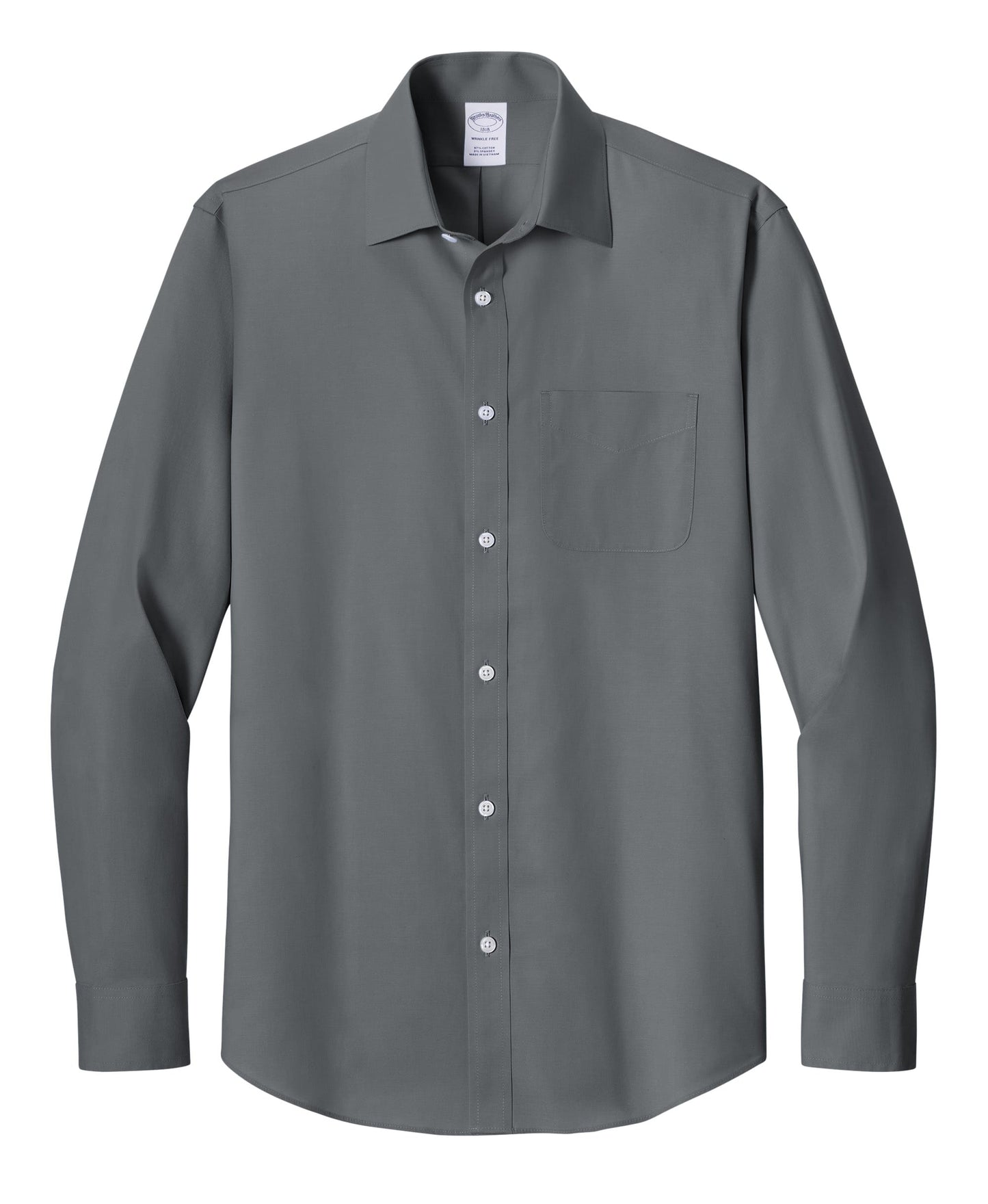 Brooks Brothers Woven Shirts XS / Deep Black Brooks Brothers - Men's Wrinkle-Free Stretch Pinpoint Spread Collar Shirt