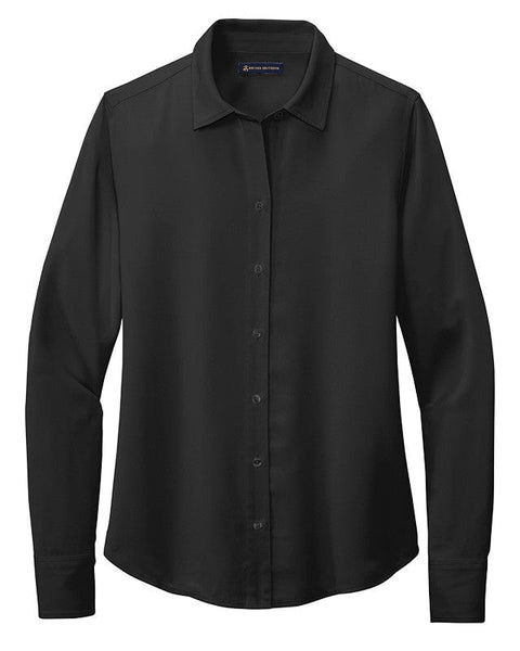 Brooks Brothers Woven Shirts XS / Deep Black Brooks Brothers - Women's Full-Button Satin Blouse