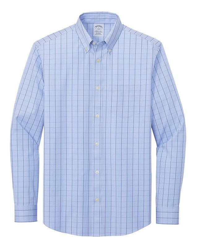 Brooks Brothers Woven Shirts XS / Newport Blue Brooks Brothers - Men's Wrinkle-Free Stretch Patterned Shirt
